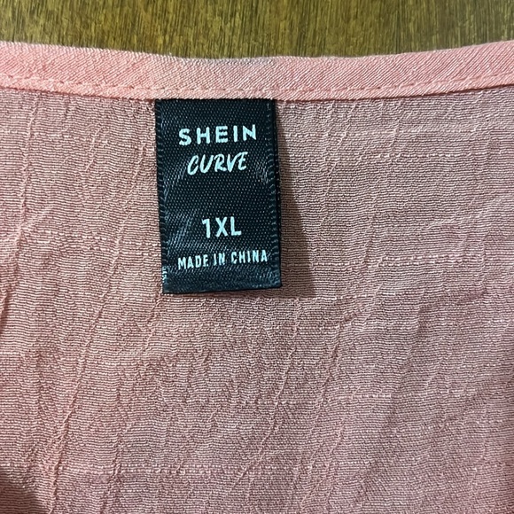 Plus Solid Batwing Sleeve Blouse. Salmon pink color. - Picture 8 of 10